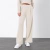 Womens High Waist Sweatpants Casual Straight Wide Leg Palazzo Lounge Pants Lightweight Loose Elastic Long Trousers Beige view 2