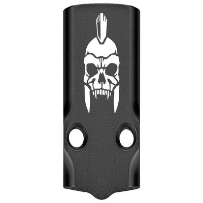 NDZ Performance MOS Optic Cover Plate for Glock 43X & 48  Black Anodized Aluminum, Spartan Skull Helmet  Made in USA