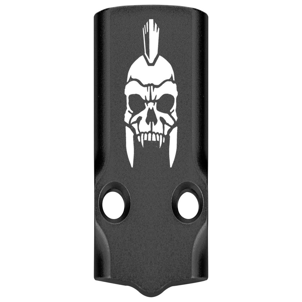NDZ Performance MOS Optic Cover Plate for Glock 43X & 48  Black Anodized Aluminum, Spartan Skull Helmet  Made in USA