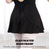 DanceDaily Women Black Dance Wrap Skirts Chiffon Ballet Skirt Mesh Ballerina Dress Adjustable Tie view 3