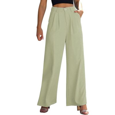 Womens Wide Leg Pants High Waisted Business Casual Summer Flowy Pleated Front Long Palazzo Dress Pants Work Trousers