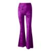 Akklian Women's Velvet Elastic Waist Flare Leg Palazzo Long Pants Stretchy Slim Bell Bottom Trousers Palazzo Casual Pants Purple view 4