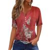 SHAOBGE Summer Tops for Women 2024 Vacation Trendy Button V Neck T-Shirts Casual Short Sleeve Shirts Plus Size Boho Graphic Tees Ladies Fashion Dressy Blouses Comfy Western Clothes view 1