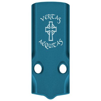 NDZ Performance MOS Optic Cover Plate for Glock 43X & 48 Blue Anodized Aluminum, Veritas Aequitas Saints Made in USA