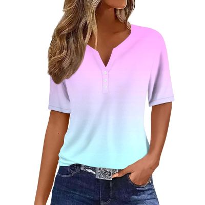 SHAOBGE A Mazon Com, Summer Tops for Women 2024 Trendy Short Sleeve Dressy Casual Blouses Womans Tops Button V Neck Boho T-Shirts Plus Size Graphic Tees Easter Shirts