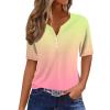 SHAOBGE Summer Tops for Women 2024 Vacation Trendy Button V Neck T-Shirts Casual Short Sleeve Shirts Plus Size Boho Graphic Tees Ladies Fashion Dressy Blouses Comfy Western Clothes view 1