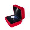 RWKGIEIK Led Ring Box With Light Wedding Pair Ring Jewelry Box Black Stud Box Velvet Cloth Jewelry Box, Red view 2