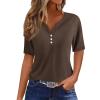 SHAOBGE A Mazon Com, Summer Tops for Women 2024 Trendy Short Sleeve Dressy Casual Blouses Womans Tops Button V Neck Boho T-Shirts Plus Size Graphic Tees Easter Shirts view 1