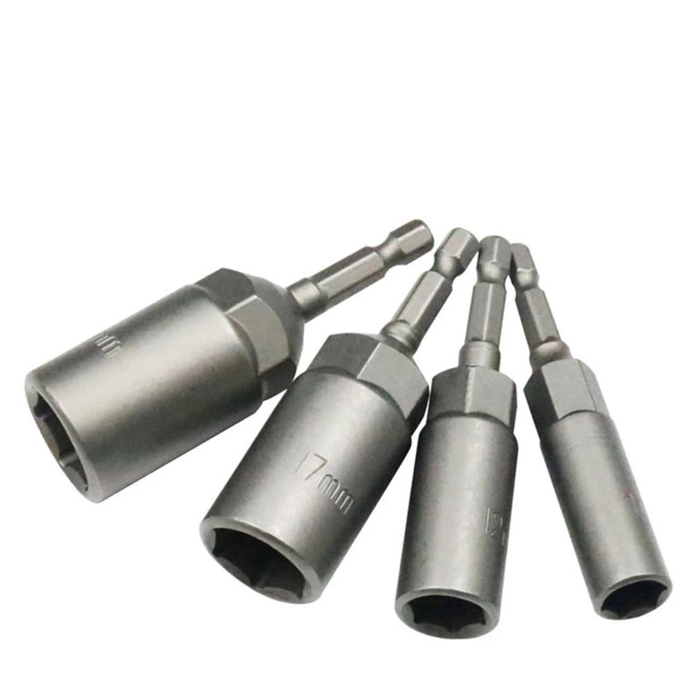 ANIUBI 6mm-19mm 1/4'' Pneumatic Socket Sets Deep Hexagon Electric Drill Sleeve Socket Head for Electric Screwdriver Wrench Hand Tools (Color : 19mm)