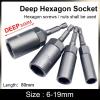 ANIUBI 6mm-19mm 1/4'' Pneumatic Socket Sets Deep Hexagon Electric Drill Sleeve Socket Head for Electric Screwdriver Wrench Hand Tools (Color : 19mm) view 3