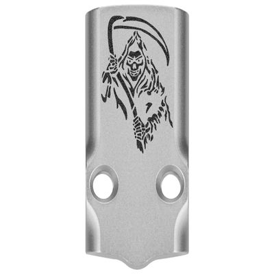 NDZ Performance MOS Optic Cover Plate for Glock 43X & 48 Silver Anodized Aluminum, Grim Reaper 2 Made in USA
