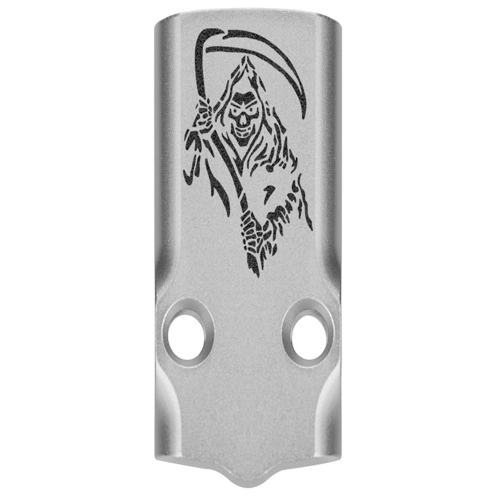 NDZ Performance MOS Optic Cover Plate for Glock 43X & 48  Silver Anodized Aluminum, Grim Reaper 2  Made in USA