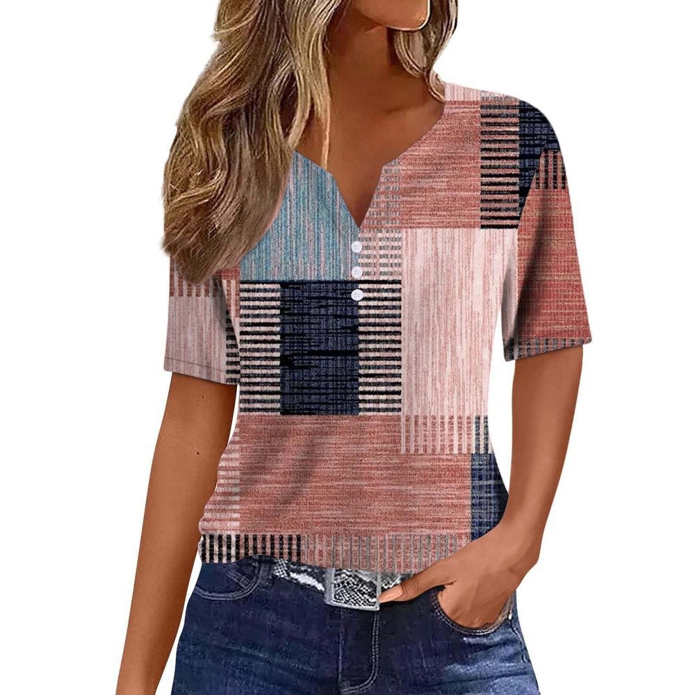 SHAOBGE Camisas para Mujer Casuales Y Elegantes Trendy Short Sleeve Shirts Ladies Plus Size Loose Tunic Tops Dressy Casual Summer Blouses Boho Clothes