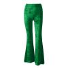 Akklian Women's Velvet Elastic Waist Flare Leg Palazzo Long Pants Stretchy Slim Bell Bottom Trousers Palazzo Casual Pants Green view 4