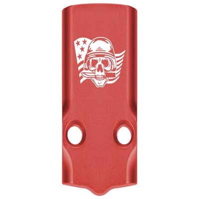 NDZ Performance MOS Optic Cover Plate for Glock 43X & 48  Red Anodized Aluminum, Skull Helmet Knife Flag  Made in USA