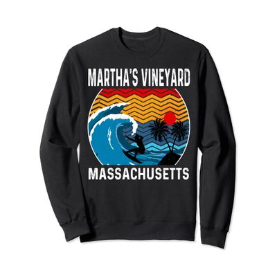 Martha's Vineyard Massachusetts Surfing Surfboard Sweatshirt