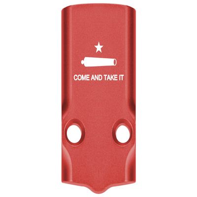 NDZ Performance MOS Optic Cover Plate for Glock 43X & 48  Red Anodized Aluminum, Come and Take It Cannon  Made in USA
