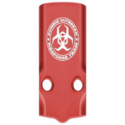 NDZ Performance MOS Optic Cover Plate for Glock 43X & 48  Red Anodized Aluminum, Zombie Response Team Angular Biohazard  Made in USA