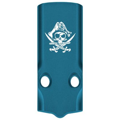 NDZ Performance MOS Optic Cover Plate for Glock 43X & 48  Blue Anodized Aluminum, Calico Jack Jolly Roger  Made in USA