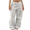 Parachute Pants for Girls Y2k Cargo Trousers with Pockets Harajuku Jogger Pants Baggy Elastic Waist Drawstring Pant view 1