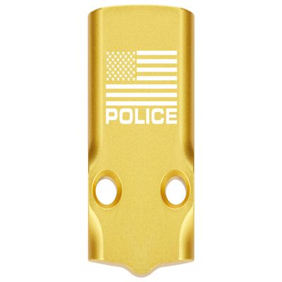 NDZ Performance MOS Optic Cover Plate for Glock 43X & 48  Gold Anodized Aluminum, US Flag Police  Made in USA
