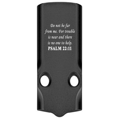 NDZ Performance MOS Optic Cover Plate for Glock 43X & 48  Black Anodized Aluminum, Bible Psalm 22:11  Made in USA