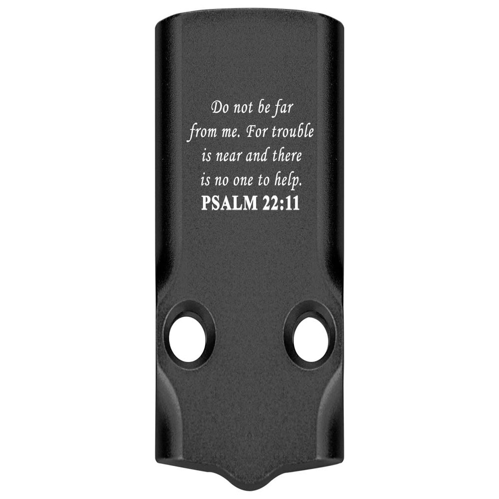NDZ Performance MOS Optic Cover Plate for Glock 43X & 48  Black Anodized Aluminum, Bible Psalm 22:11  Made in USA