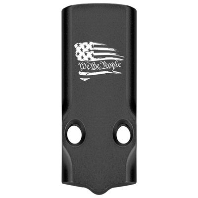 NDZ Performance MOS Optic Cover Plate for Glock 43X & 48  Black Anodized Aluminum, We The People Flag  Made in USA
