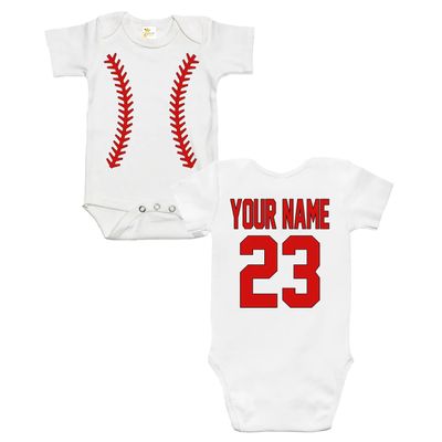 Personalized Baseball Baby Romper, Custom Baby Baseball Jersey Onesie Bodysuit Double Sided Jersey Name and Number