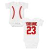 Personalized Baseball Baby Romper, Custom Baby Baseball Jersey Onesie Bodysuit Double Sided Jersey Name and Number view 1