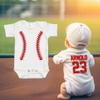 Personalized Baseball Baby Romper, Custom Baby Baseball Jersey Onesie Bodysuit Double Sided Jersey Name and Number view 2