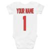 Personalized Baseball Baby Romper, Custom Baby Baseball Jersey Onesie Bodysuit Double Sided Jersey Name and Number view 4