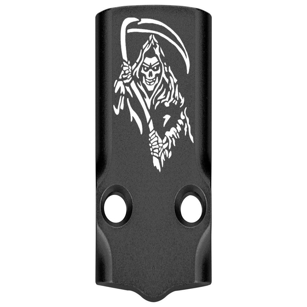 NDZ Performance MOS Optic Cover Plate for Glock 43X & 48  Black Anodized Aluminum, Grim Reaper 2  Made in USA