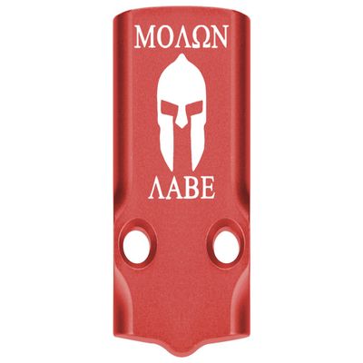 NDZ Performance MOS Optic Cover Plate for Glock 43X & 48 Red Anodized Aluminum, Molon Labe Helmet 2 Made in USA