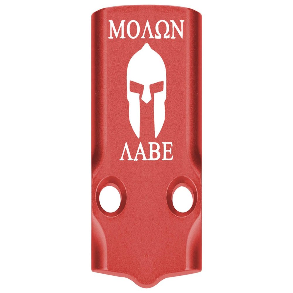 NDZ Performance MOS Optic Cover Plate for Glock 43X & 48 Red Anodized Aluminum, Molon Labe Helmet 2 Made in USA
