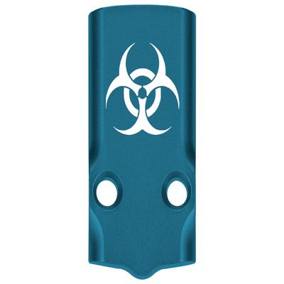 NDZ Performance MOS Optic Cover Plate for Glock 43X & 48  Blue Anodized Aluminum, Biohazard  Made in USA