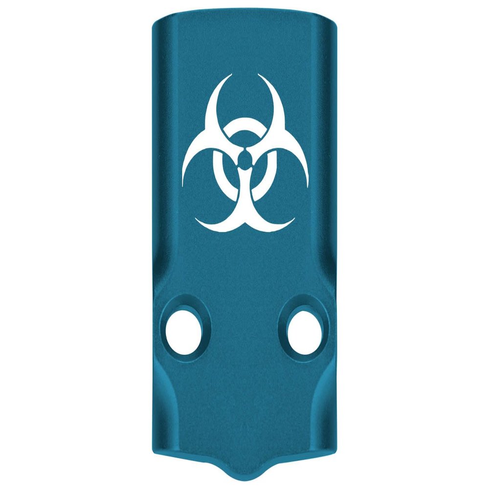 NDZ Performance MOS Optic Cover Plate for Glock 43X & 48  Blue Anodized Aluminum, Biohazard  Made in USA