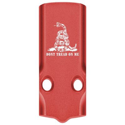 NDZ Performance MOS Optic Cover Plate for Glock 43X & 48  Red Anodized Aluminum, Don't Tread On Me Snake  Made in USA