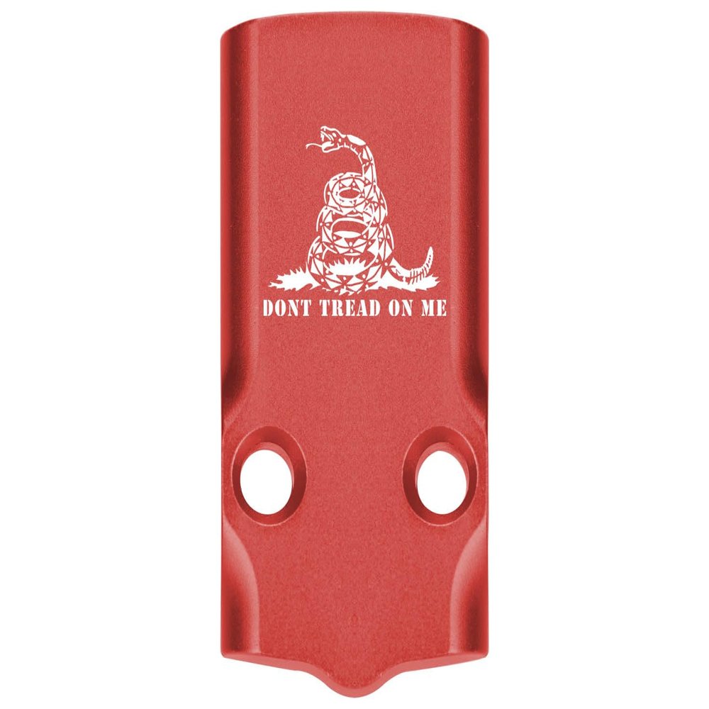 NDZ Performance MOS Optic Cover Plate for Glock 43X & 48  Red Anodized Aluminum, Don't Tread On Me Snake  Made in USA