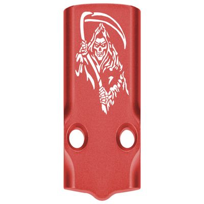 NDZ Performance MOS Optic Cover Plate for Glock 43X & 48  Red Anodized Aluminum, Grim Reaper 2  Made in USA