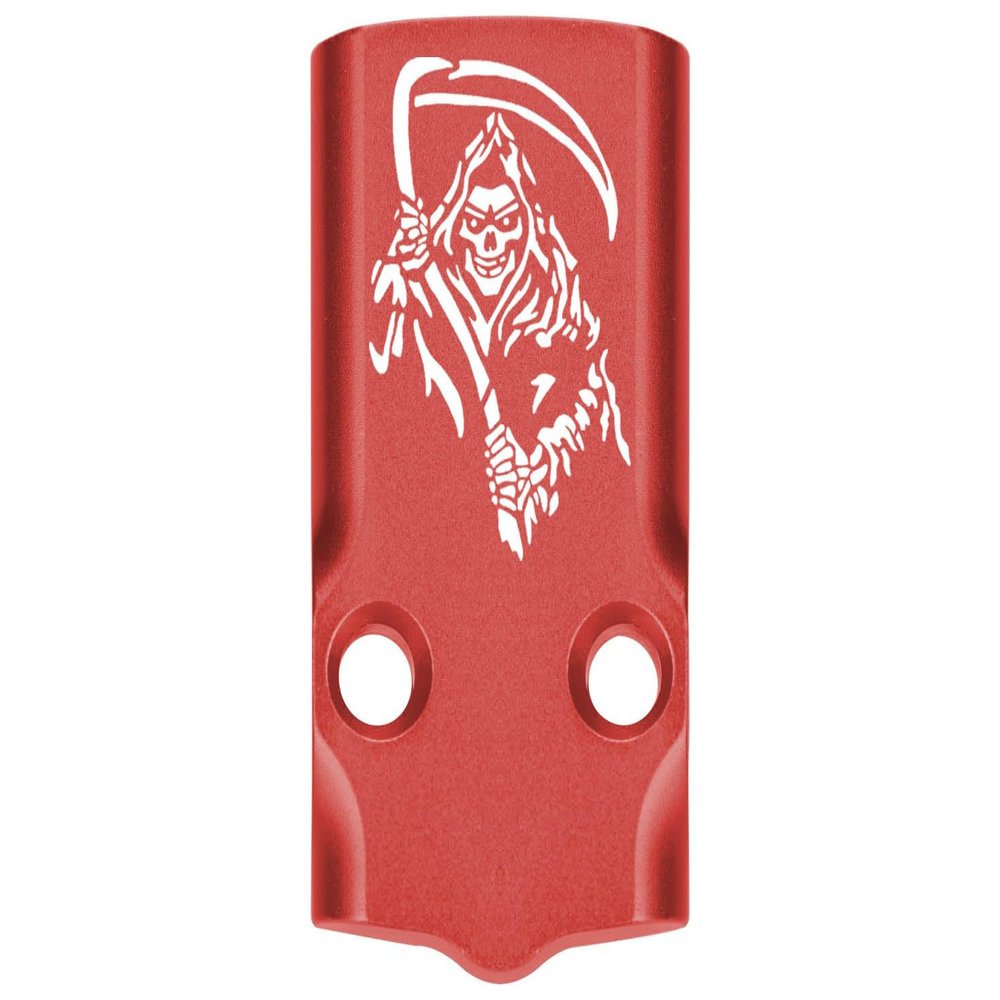 NDZ Performance MOS Optic Cover Plate for Glock 43X & 48  Red Anodized Aluminum, Grim Reaper 2  Made in USA