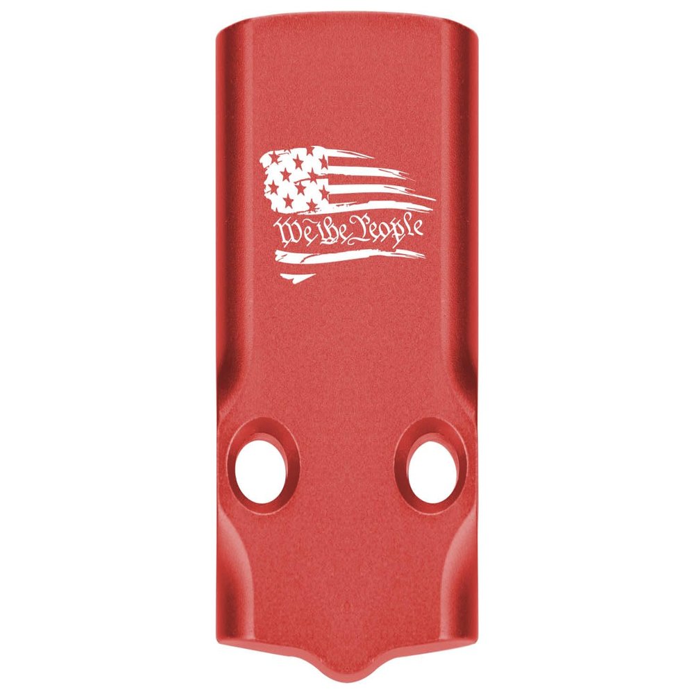 NDZ Performance MOS Optic Cover Plate for Glock 43X & 48  Red Anodized Aluminum, We The People Flag  Made in USA