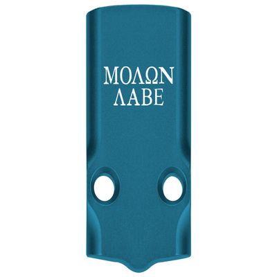 NDZ Performance MOS Optic Cover Plate for Glock 43X & 48  Blue Anodized Aluminum, Molon Labe Text  Made in USA