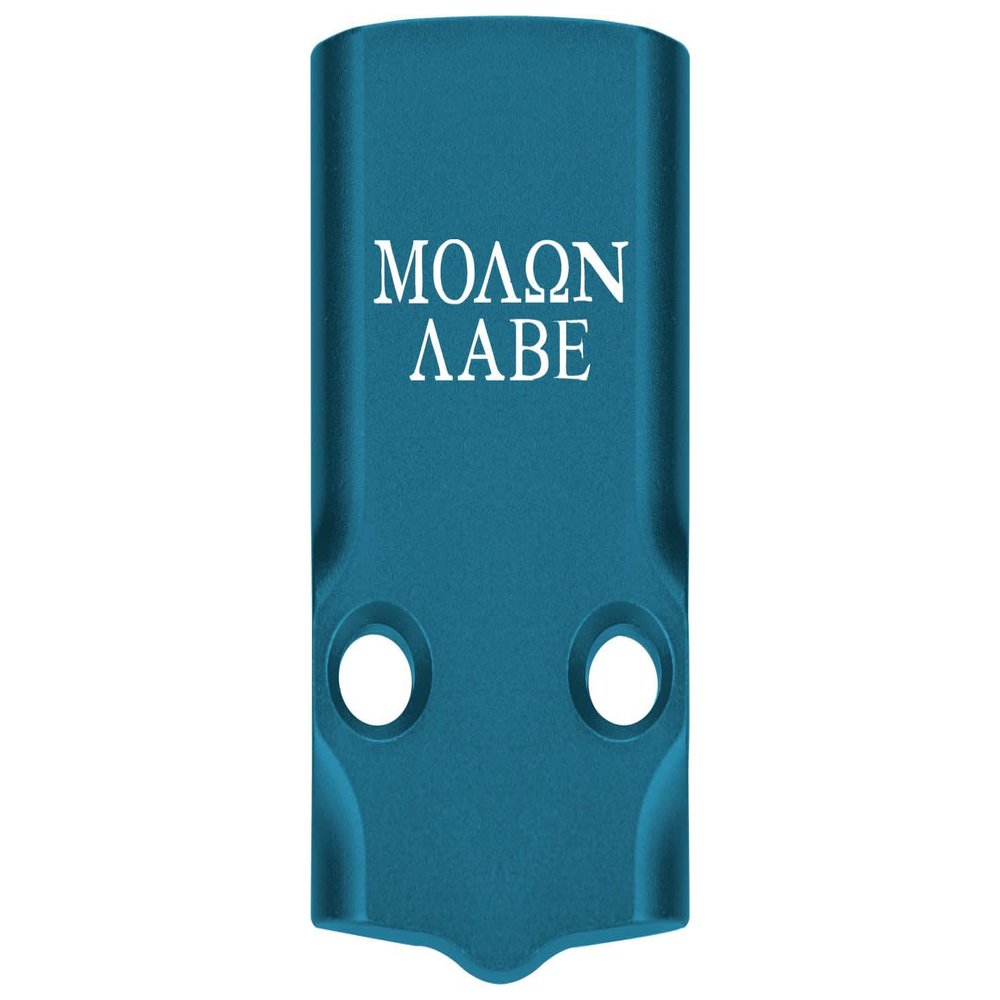 NDZ Performance MOS Optic Cover Plate for Glock 43X & 48  Blue Anodized Aluminum, Molon Labe Text  Made in USA