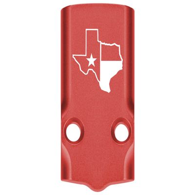 NDZ Performance MOS Optic Cover Plate for Glock 43X & 48  Red Anodized Aluminum, Texas State Outline Flag  Made in USA