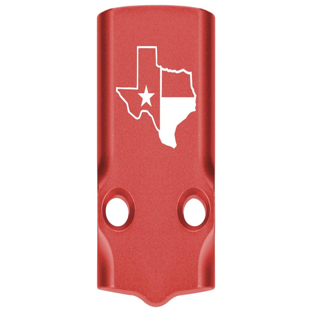 NDZ Performance MOS Optic Cover Plate for Glock 43X & 48  Red Anodized Aluminum, Texas State Outline Flag  Made in USA