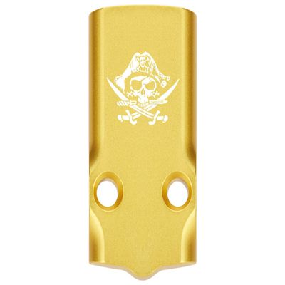 NDZ Performance MOS Optic Cover Plate for Glock 43X & 48  Gold Anodized Aluminum, Calico Jack Jolly Roger  Made in USA