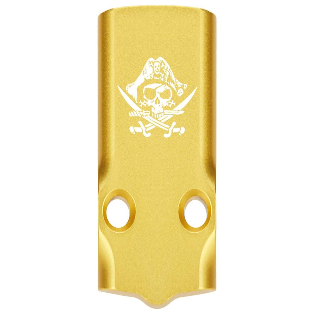 NDZ Performance MOS Optic Cover Plate for Glock 43X & 48  Gold Anodized Aluminum, Calico Jack Jolly Roger  Made in USA