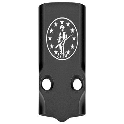NDZ Performance MOS Optic Cover Plate for Glock 43X & 48  Black Anodized Aluminum, 1776 Patriot with Stars in Circle  Made in USA