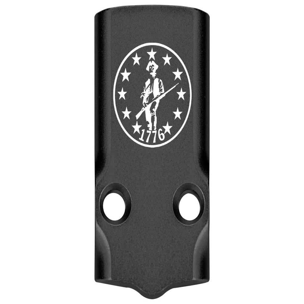 NDZ Performance MOS Optic Cover Plate for Glock 43X & 48  Black Anodized Aluminum, 1776 Patriot with Stars in Circle  Made in USA